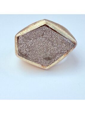 Modernist Geometric Milor Druzy Quartz Gemstone Satin Sterling Silver 925 Ring